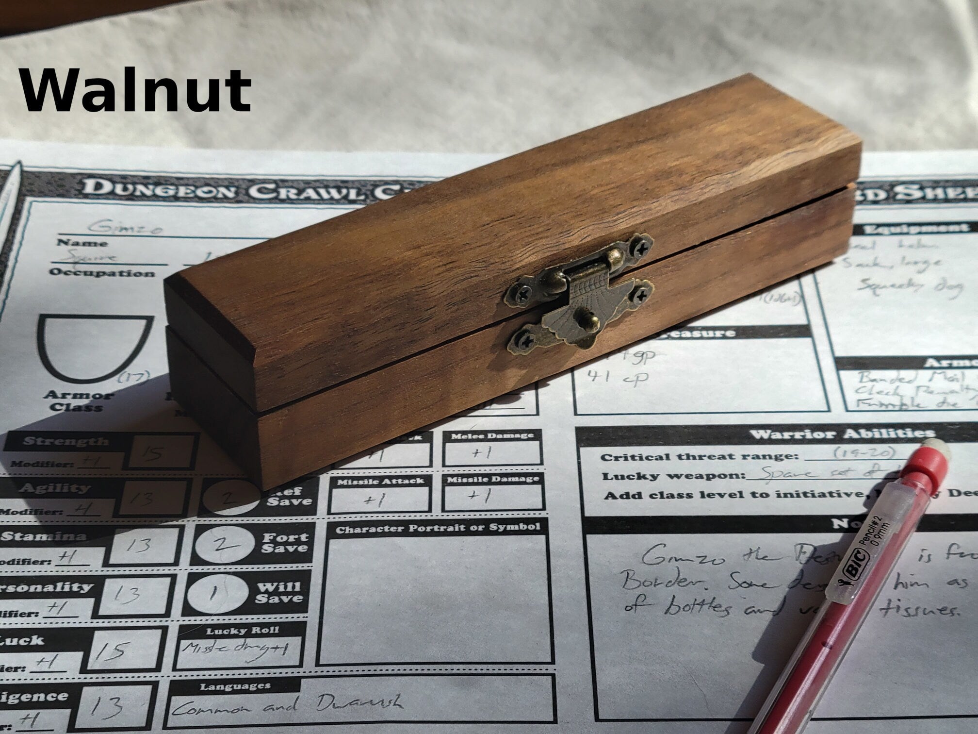 Handmade Wooden Dice Box - Velvet-Lined RPG Dice Storage