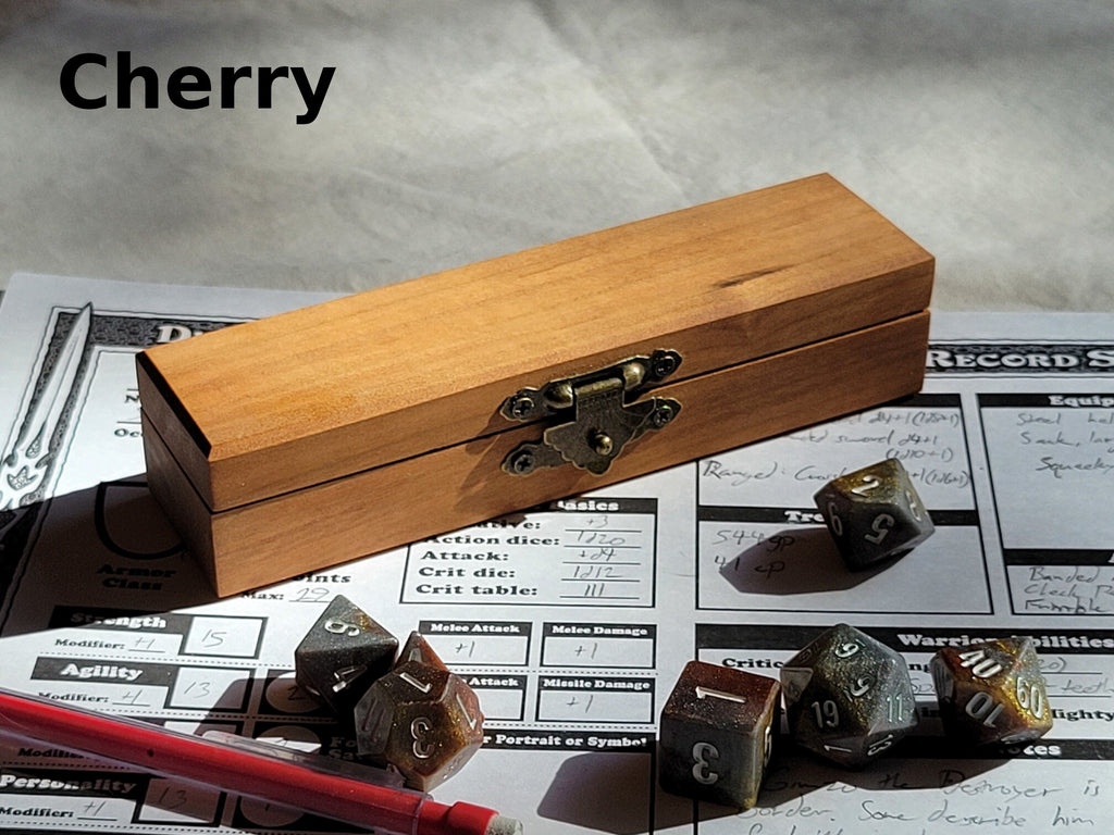 Handmade Wooden Dice Box - Velvet-Lined RPG Dice Storage