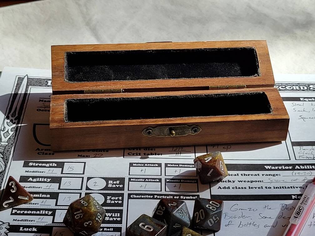 Handmade Wooden Dice Box - Velvet-Lined RPG Dice Storage