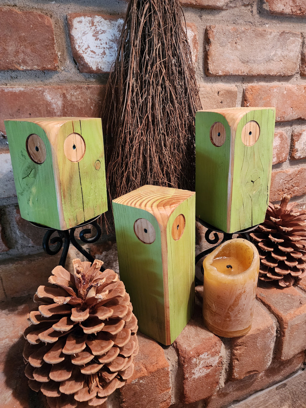 Wooden decorative owls - stylized home decor